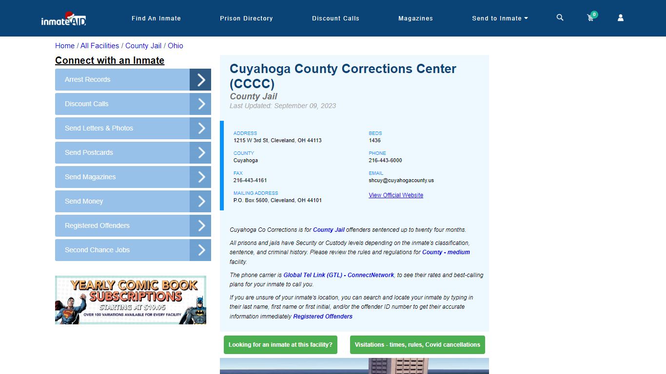 Cuyahoga County Corrections Center (CCCC) - Inmate Locator - Cleveland, OH